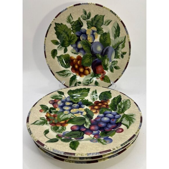 4 Oneida Sakura Salad Plates W/ Fruit No Chips - Picture 1 of 5